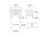 Dimensional Drawing for P52U105 Series Common Mode Chokes