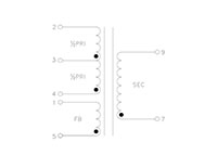 Schematic Drawing for P9119 Series 2.5 WATT SMD CCFL TRANSFORMER