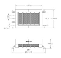 Dimensional Drawing for P9124 Series 4 WATT SMD CCFL TRANSFORMER