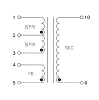 Schematic Drawing for P9124 Series 4 WATT SMD CCFL TRANSFORMER