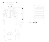 Dimensional Drawing for P53DM16 Series Common Mode Chokes