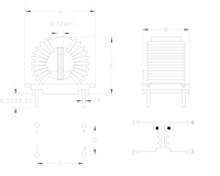 Dimensional Drawing for P52TM12 Series Common Mode Chokes