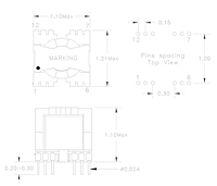 Dimensional Drawing for P192 Series Power Factor Correction Fixed Inductors (P192-501-2)