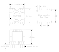 Dimensional Drawing for P192 Series Power Factor Correction Fixed Inductors (P192-501-3)