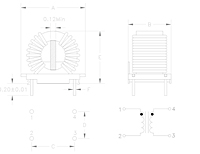 Dimensional Drawing for P52TM16 Series Common Mode Chokes