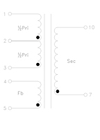 Schematic Drawing for P9101 Series Push-Pull Cold Cathode Fluorescent Lamp (CCFL) Transformers