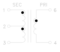 Schematic Drawing for R3838 Series Surface Mount Technology (SMT) Mini Wideband Transformers (R3838-1-1TL)