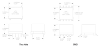 Dimensional Drawing for T12XX Series Integrated Services Digital Network (ISDN)/T1/E1 Transformers