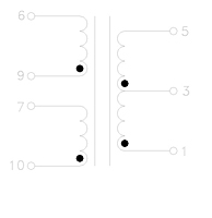 Schematic Drawing for T12XX Series Integrated Services Digital Network (ISDN)/T1/E1 Transformers