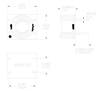 Dimensional Drawing for P505H Series 2 Phase Common Mode Chokes