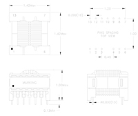 Dimensional Drawing for P3800 Series Isolated Flyback Transformers