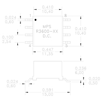 Dimensional Drawing for R3600 Series Wideband Isolation Transformers